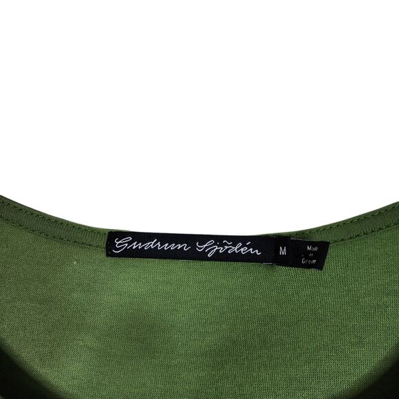 GUDRUN SJODEN Dress Womens Medium Green Drawstring Midi Dress Organic Lagenlook - Picture 5 of 7